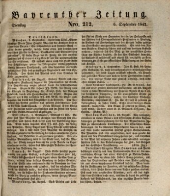 Bayreuther Zeitung Dienstag 6. September 1842