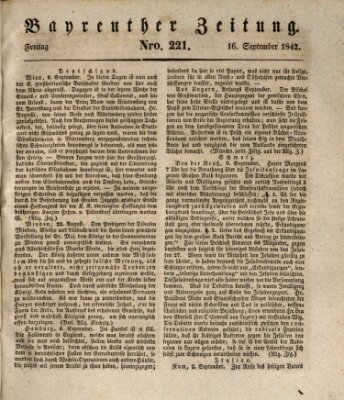 Bayreuther Zeitung Freitag 16. September 1842