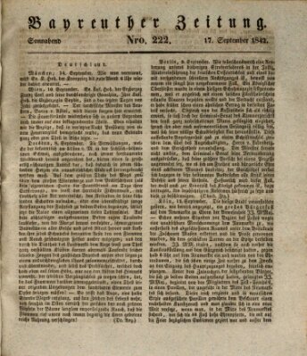 Bayreuther Zeitung Samstag 17. September 1842