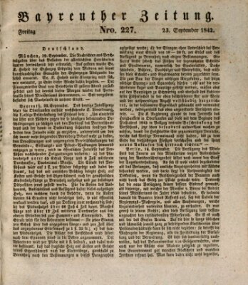 Bayreuther Zeitung Freitag 23. September 1842