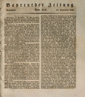 Bayreuther Zeitung Samstag 24. September 1842