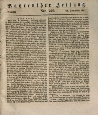 Bayreuther Zeitung Sonntag 25. September 1842