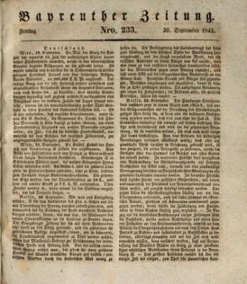 Bayreuther Zeitung Freitag 30. September 1842