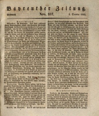 Bayreuther Zeitung Mittwoch 5. Oktober 1842