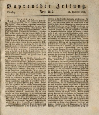 Bayreuther Zeitung Dienstag 11. Oktober 1842