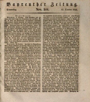 Bayreuther Zeitung Donnerstag 13. Oktober 1842