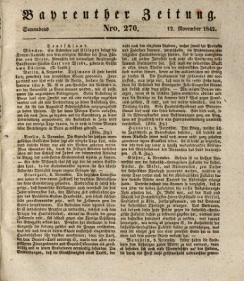 Bayreuther Zeitung Samstag 12. November 1842