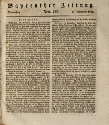 Bayreuther Zeitung Donnerstag 24. November 1842