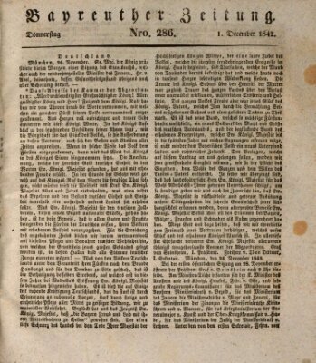 Bayreuther Zeitung Donnerstag 1. Dezember 1842