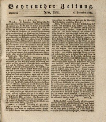 Bayreuther Zeitung Sonntag 4. Dezember 1842