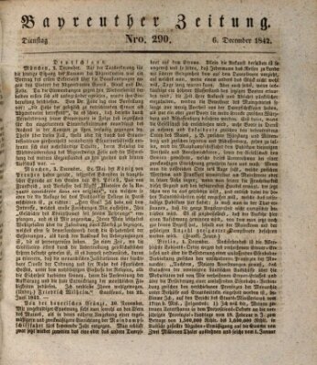 Bayreuther Zeitung Dienstag 6. Dezember 1842