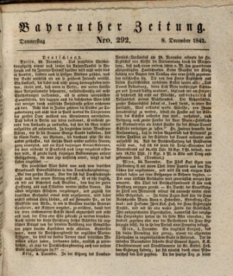 Bayreuther Zeitung Donnerstag 8. Dezember 1842