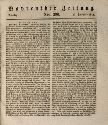 Bayreuther Zeitung Dienstag 13. Dezember 1842