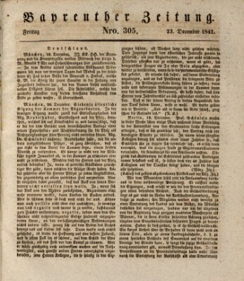 Bayreuther Zeitung Freitag 23. Dezember 1842