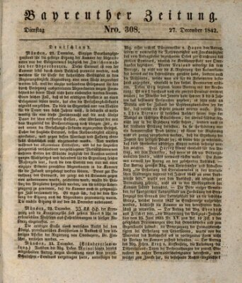 Bayreuther Zeitung Dienstag 27. Dezember 1842