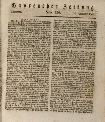 Bayreuther Zeitung Donnerstag 29. Dezember 1842