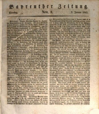 Bayreuther Zeitung Dienstag 3. Januar 1843