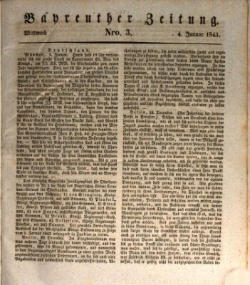 Bayreuther Zeitung Mittwoch 4. Januar 1843