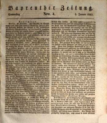 Bayreuther Zeitung Donnerstag 5. Januar 1843