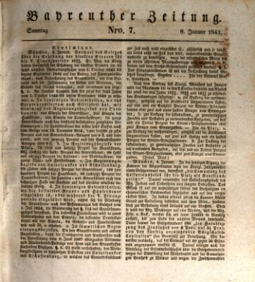 Bayreuther Zeitung Sonntag 8. Januar 1843