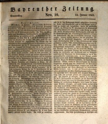 Bayreuther Zeitung Donnerstag 12. Januar 1843