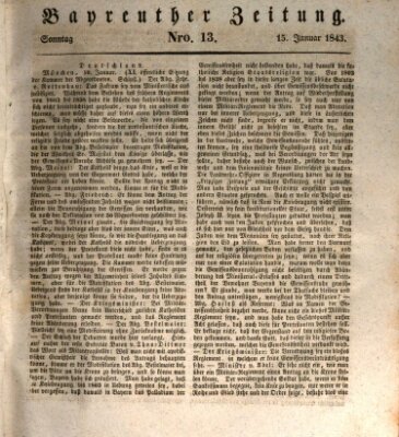 Bayreuther Zeitung Sonntag 15. Januar 1843