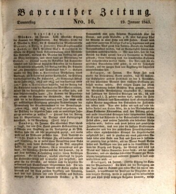 Bayreuther Zeitung Donnerstag 19. Januar 1843