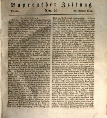 Bayreuther Zeitung Dienstag 24. Januar 1843