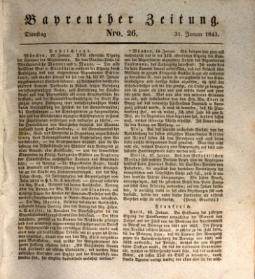 Bayreuther Zeitung Dienstag 31. Januar 1843