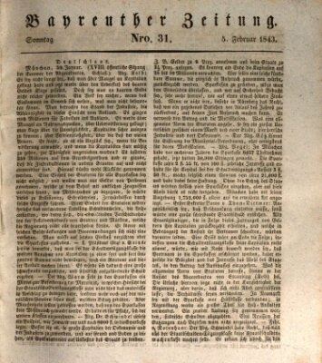 Bayreuther Zeitung Sonntag 5. Februar 1843