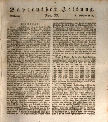 Bayreuther Zeitung Mittwoch 8. Februar 1843