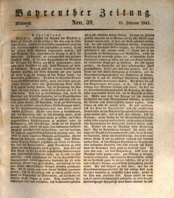 Bayreuther Zeitung Mittwoch 15. Februar 1843