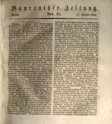 Bayreuther Zeitung Freitag 17. Februar 1843