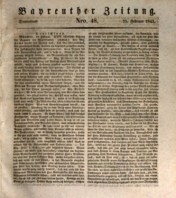 Bayreuther Zeitung Samstag 25. Februar 1843