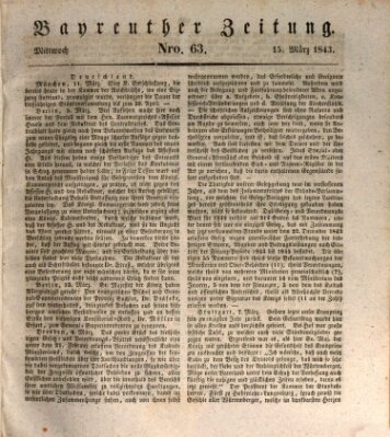 Bayreuther Zeitung Mittwoch 15. März 1843