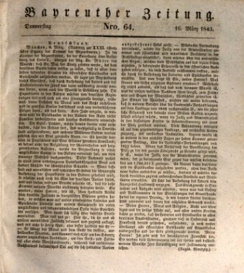 Bayreuther Zeitung Donnerstag 16. März 1843