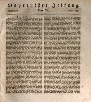 Bayreuther Zeitung Samstag 1. April 1843