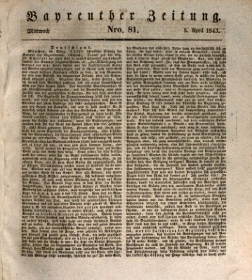 Bayreuther Zeitung Mittwoch 5. April 1843