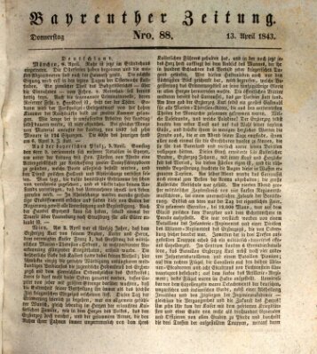 Bayreuther Zeitung Donnerstag 13. April 1843