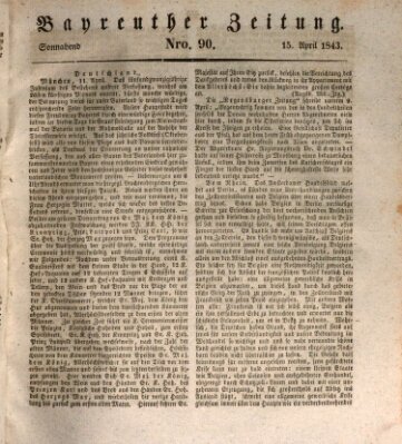 Bayreuther Zeitung Samstag 15. April 1843