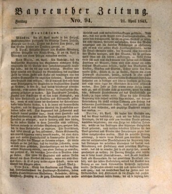 Bayreuther Zeitung Freitag 21. April 1843