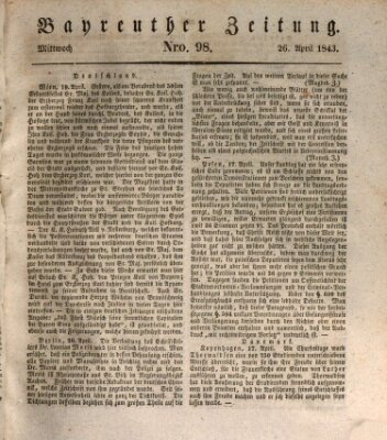 Bayreuther Zeitung Mittwoch 26. April 1843