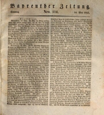 Bayreuther Zeitung Sonntag 14. Mai 1843