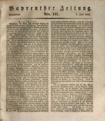 Bayreuther Zeitung Samstag 3. Juni 1843