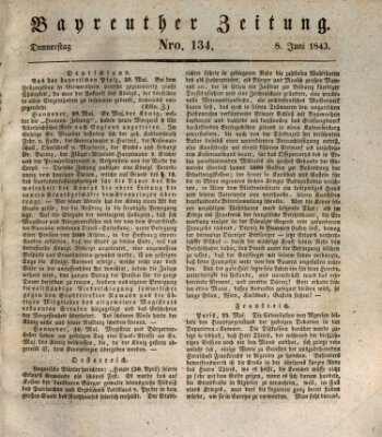 Bayreuther Zeitung Donnerstag 8. Juni 1843