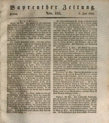 Bayreuther Zeitung Freitag 9. Juni 1843