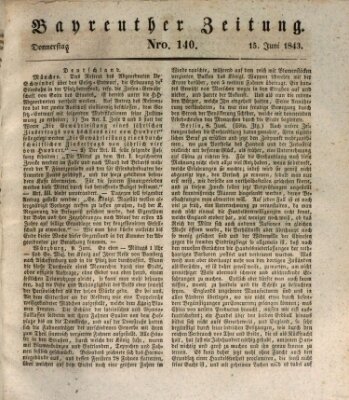 Bayreuther Zeitung Donnerstag 15. Juni 1843