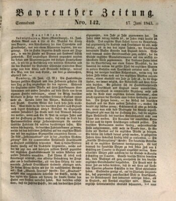 Bayreuther Zeitung Samstag 17. Juni 1843