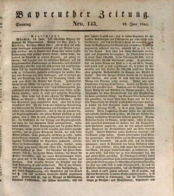 Bayreuther Zeitung Sonntag 18. Juni 1843