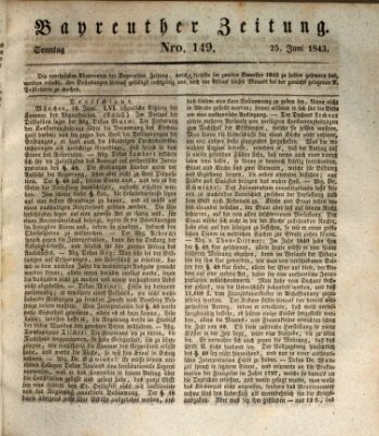 Bayreuther Zeitung Sonntag 25. Juni 1843